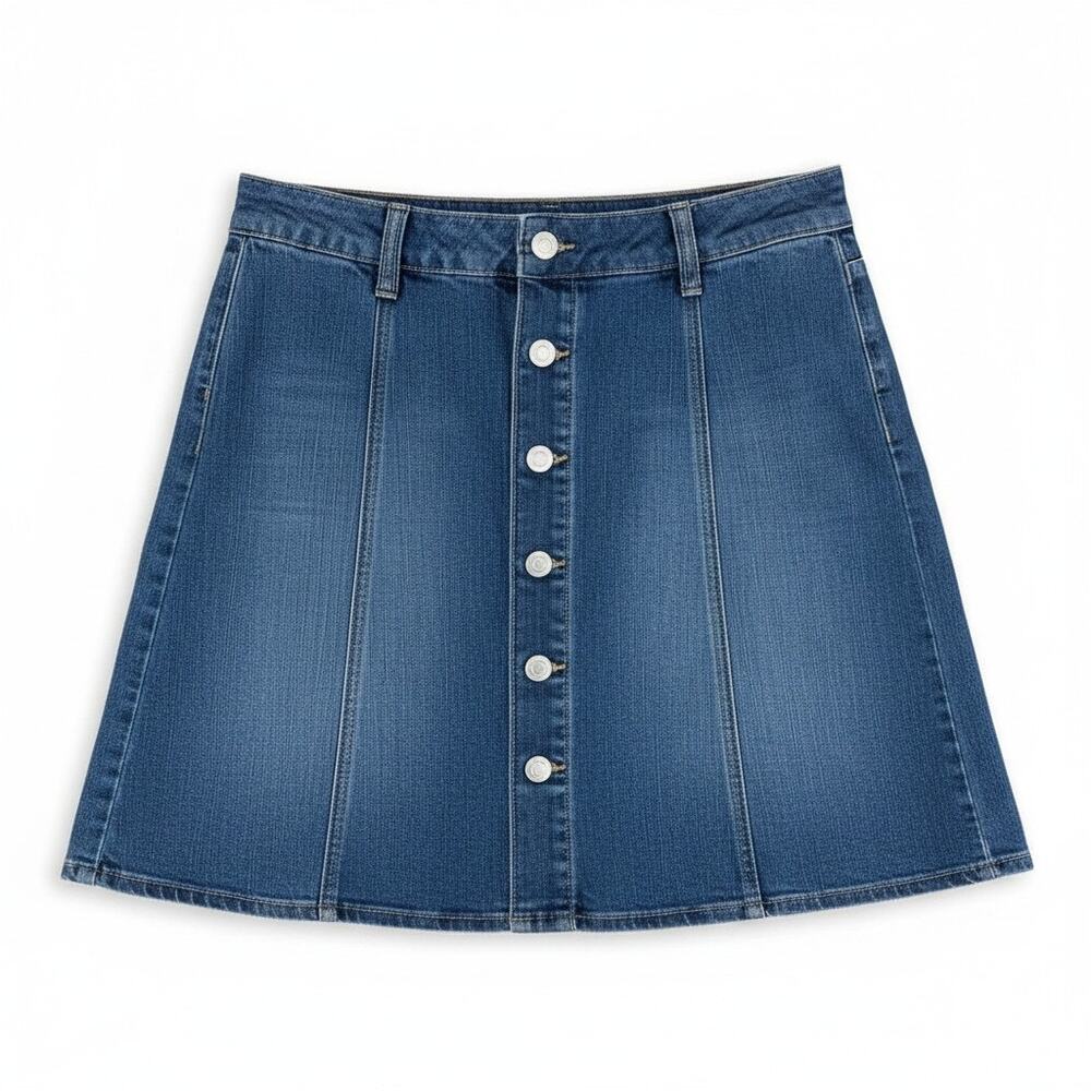 Love, Fire Womens Button Denim Jean Mini A Line Skirt Medium Wash 4 Euro Summer